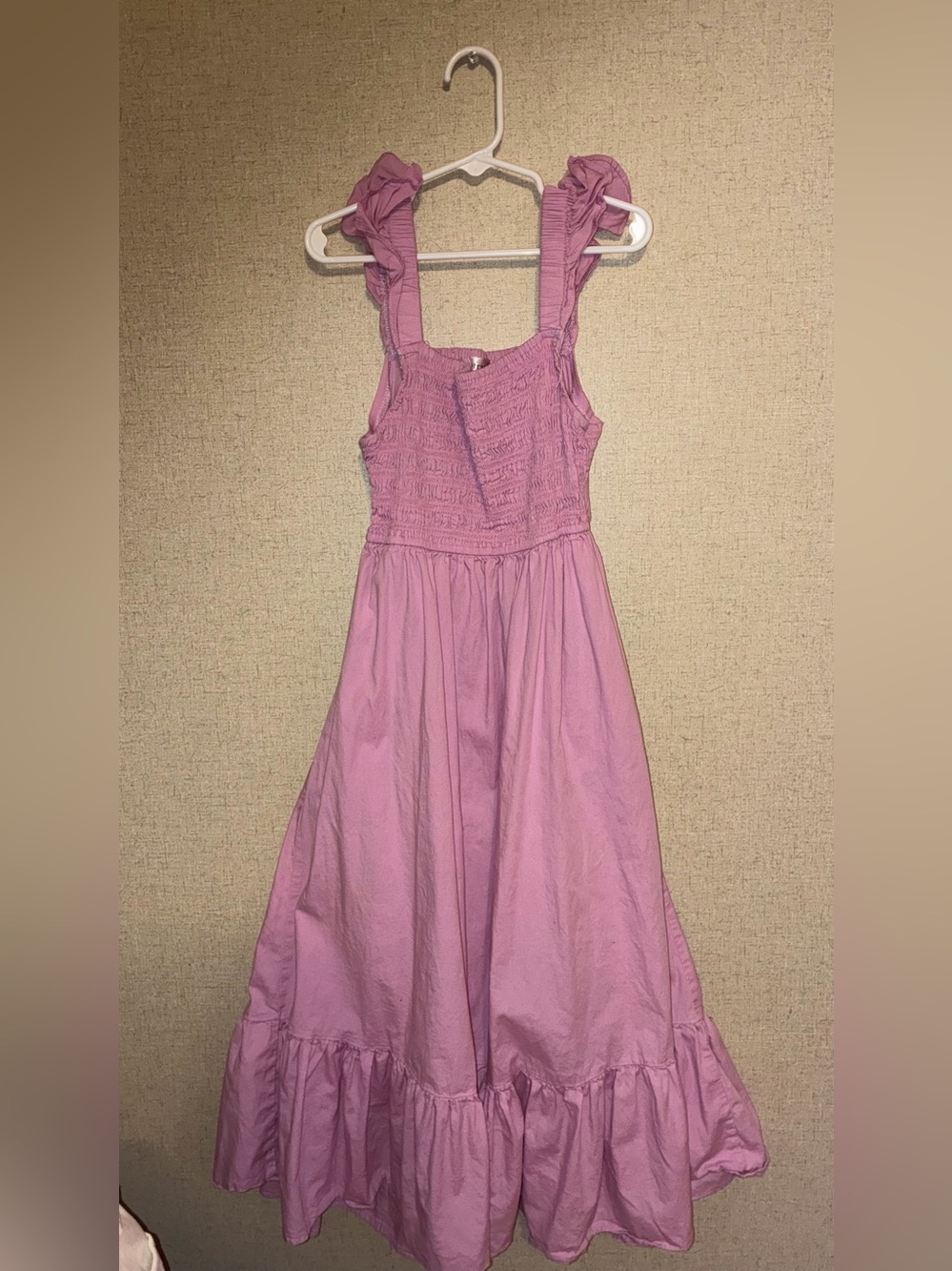 Girls' Ruffle-Shoulder Maxi Dress with Smocked Bodice
